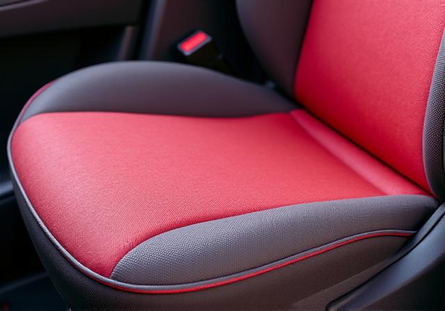 Before and after of a stained fabric car seat. After shows a spotless, professionally cleaned seat.